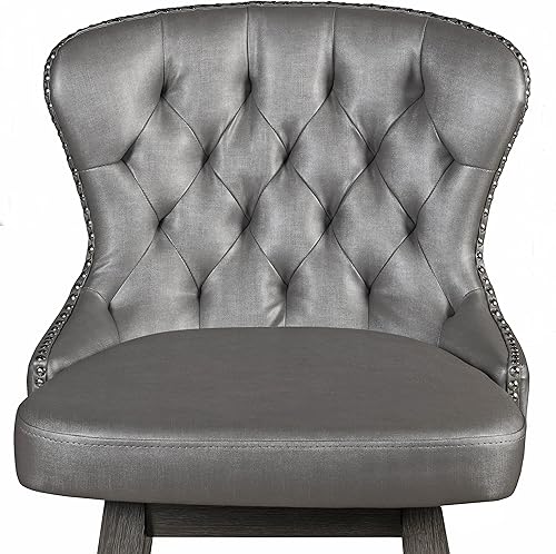 Miniatura 7 de Hillsdale, Rosabella Taburete giratorio de madera para encimera, cepillo de alambre gris