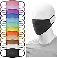 SexyBasics 12-Pack Washable Reusable Cotton Face Masks - 2-Ply Spandex, Filter Pocket, Comfort Fit Adults & Teens