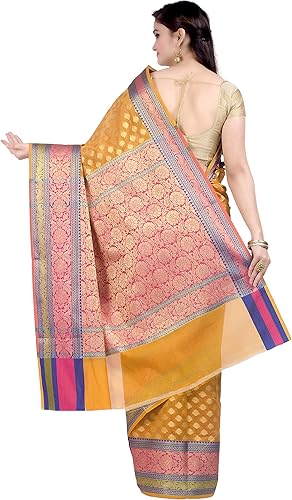 Vista 2 de Chandrakala Banarasi - Sari para mujer con blusa sin costuras (1080)