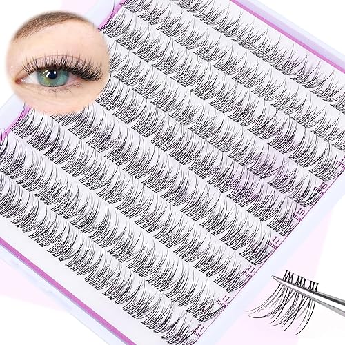 Miniatura 5 de Extensiones de pestañas naturales Wispy DIY 108 racimos de pestañas de banda transparente suave, pestañas individuales de 0.315 a 0.394 pulgadas de