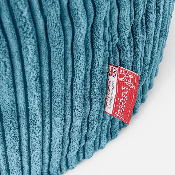 Lounge Pug Cord Highback Bean Bag Chair - Gaming Bean Bags UK Recliner Chair - Aegean Blue