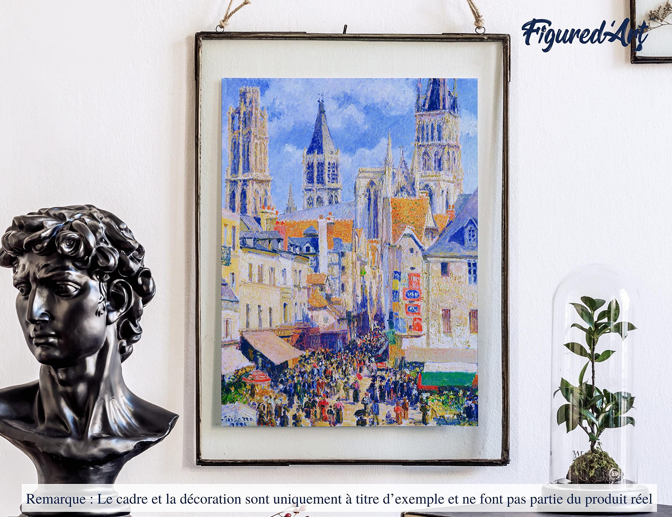 Figured'Art Dipingere con i Numeri - Paint by Numbers Rue de l'Épicerie, Rouen - Camille Pissarro, Passatempo per Adulti, Kit Completo, Hobby Creativi - Quadri fai da te 40x50cm senza cornice