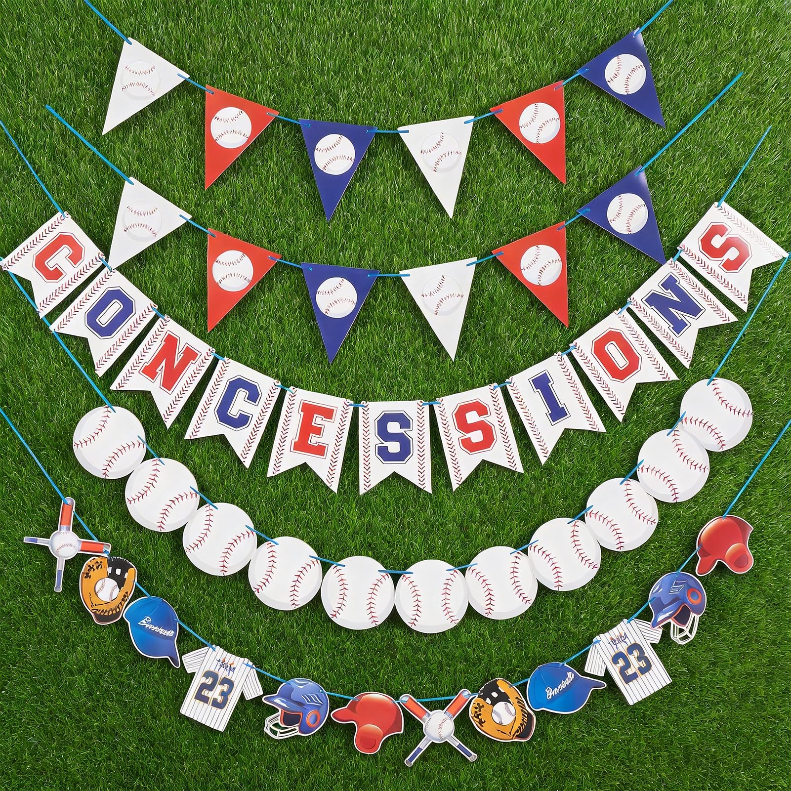 Bannière concessions baseball pré-enfilée et fanions triangulaires de sport durables