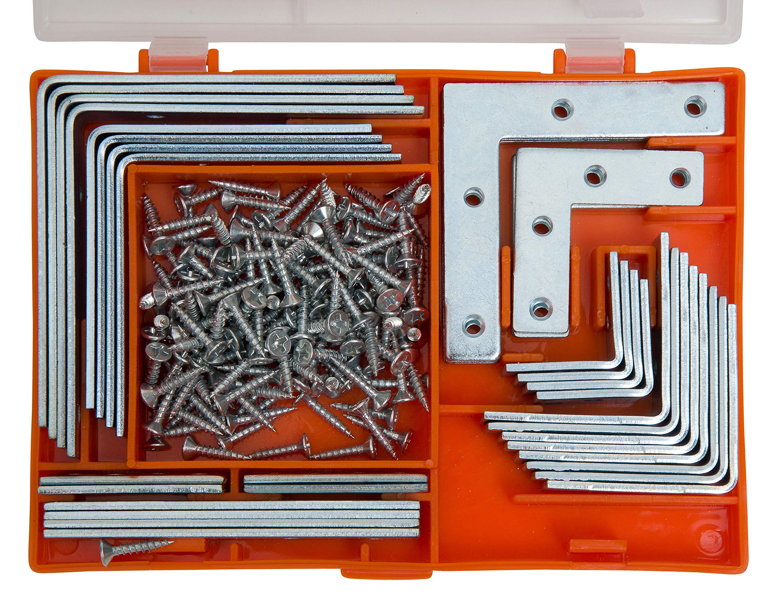 Brackit 180 Piece Angle Brackets and Flat Plate Assortment Including