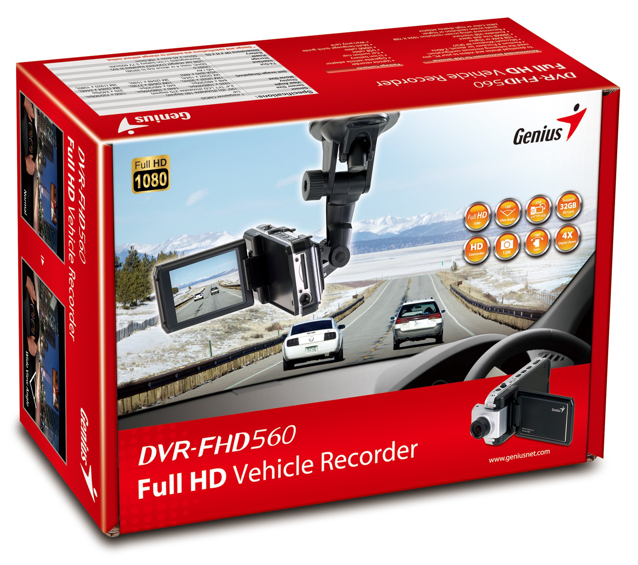 Genius DVR-FHD560 Full HD Vehicle Recorder with 128-Degree Wide Angel