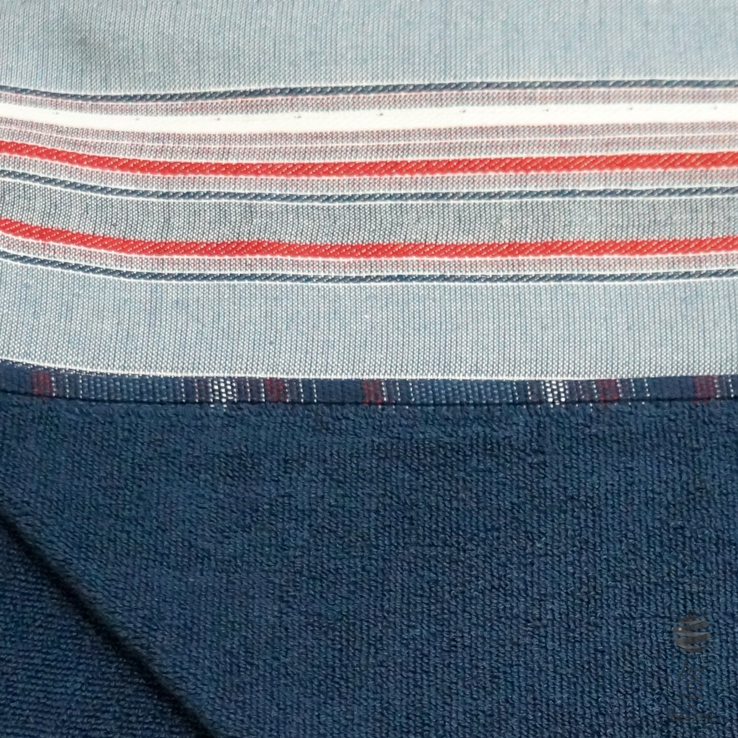Grande serviette de plage 100 % coton double face Motif rayures Bleu