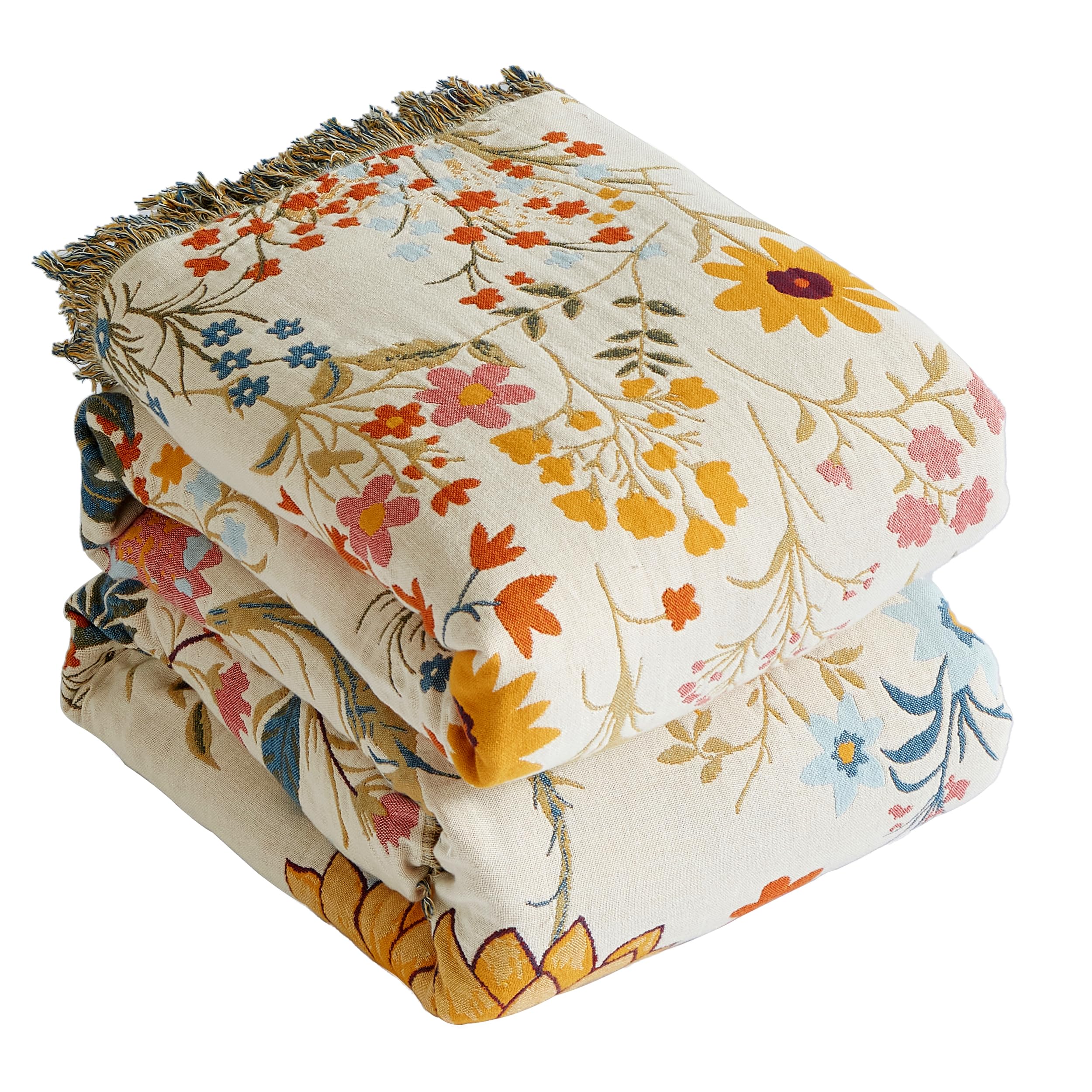 Photo 1 of SE SOFTEXLY Boho Floral Cotton Throw Blanket