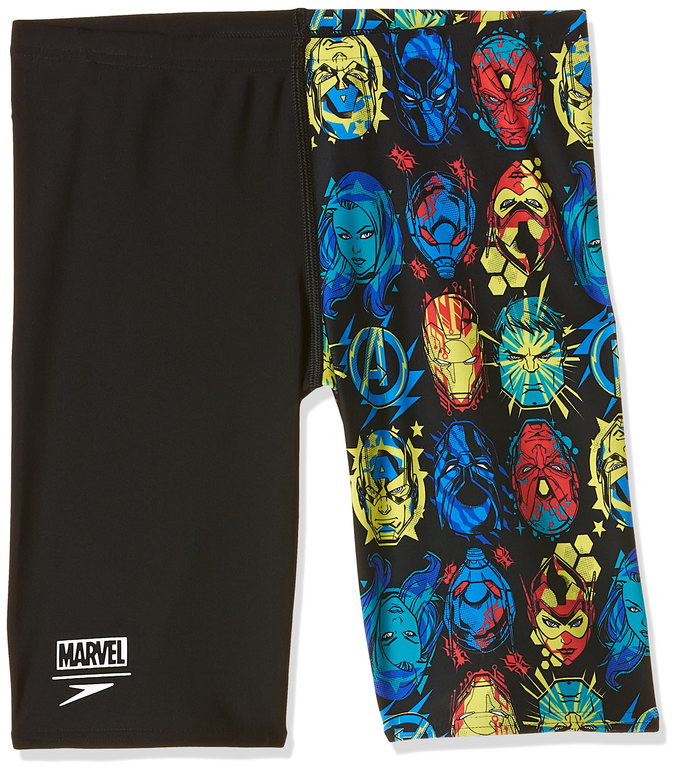 SpeedoMarvel Digital Jammer (1 Leg) JM Swimsuit, Boys, Black/Citron/Fed Red/Beautiful Blue/White, 9-10