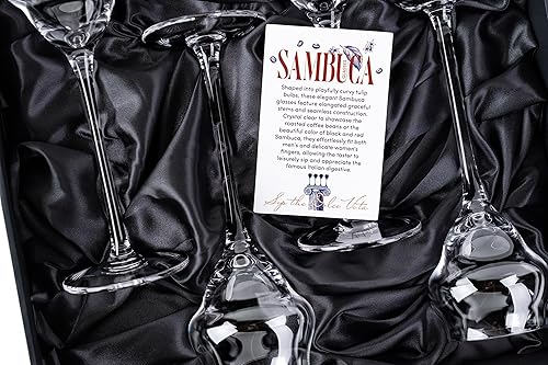 Miniatura 4 de GLASSIQUE CADEAU Crystal Sambuca, Cordial, vasos digestivos con tallo largo para beber bebidas después de la cena, juego de 4, cristalería de licor