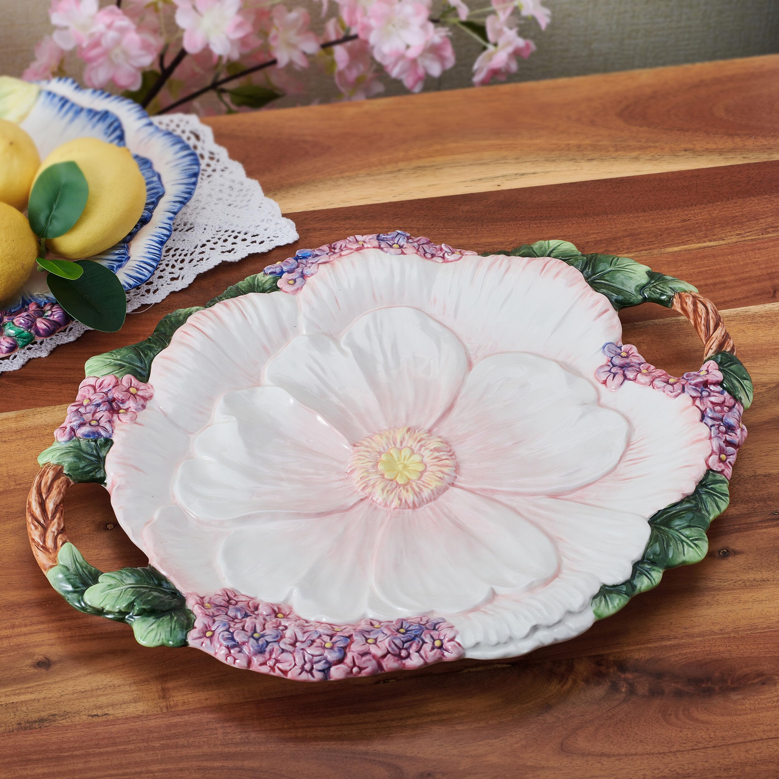 Amazon.com | Fitz and Floyd Jardin Floral Handled Serving Platter