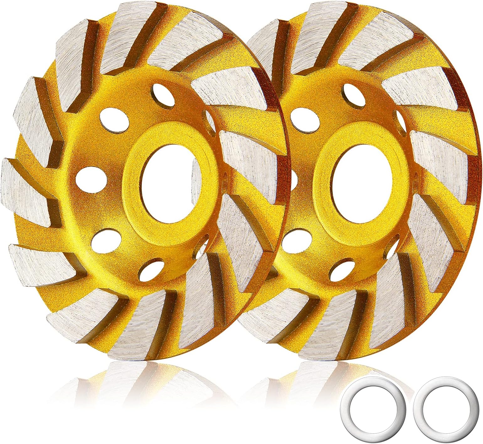 2 Pieces Diamond Cup Grinder 4 Inch Concrete Turbo Diamond Grinding Cup Wheel 12 Segs Heavy Duty Angle Grinder Wheels for Angle Grinder