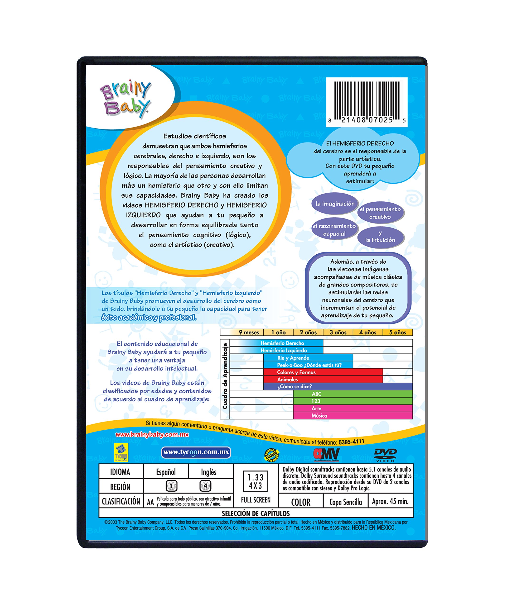 Brainy Baby Hemisferio Derecho: Right Brain Inspiring Creative Thinking Classic Edition DVD