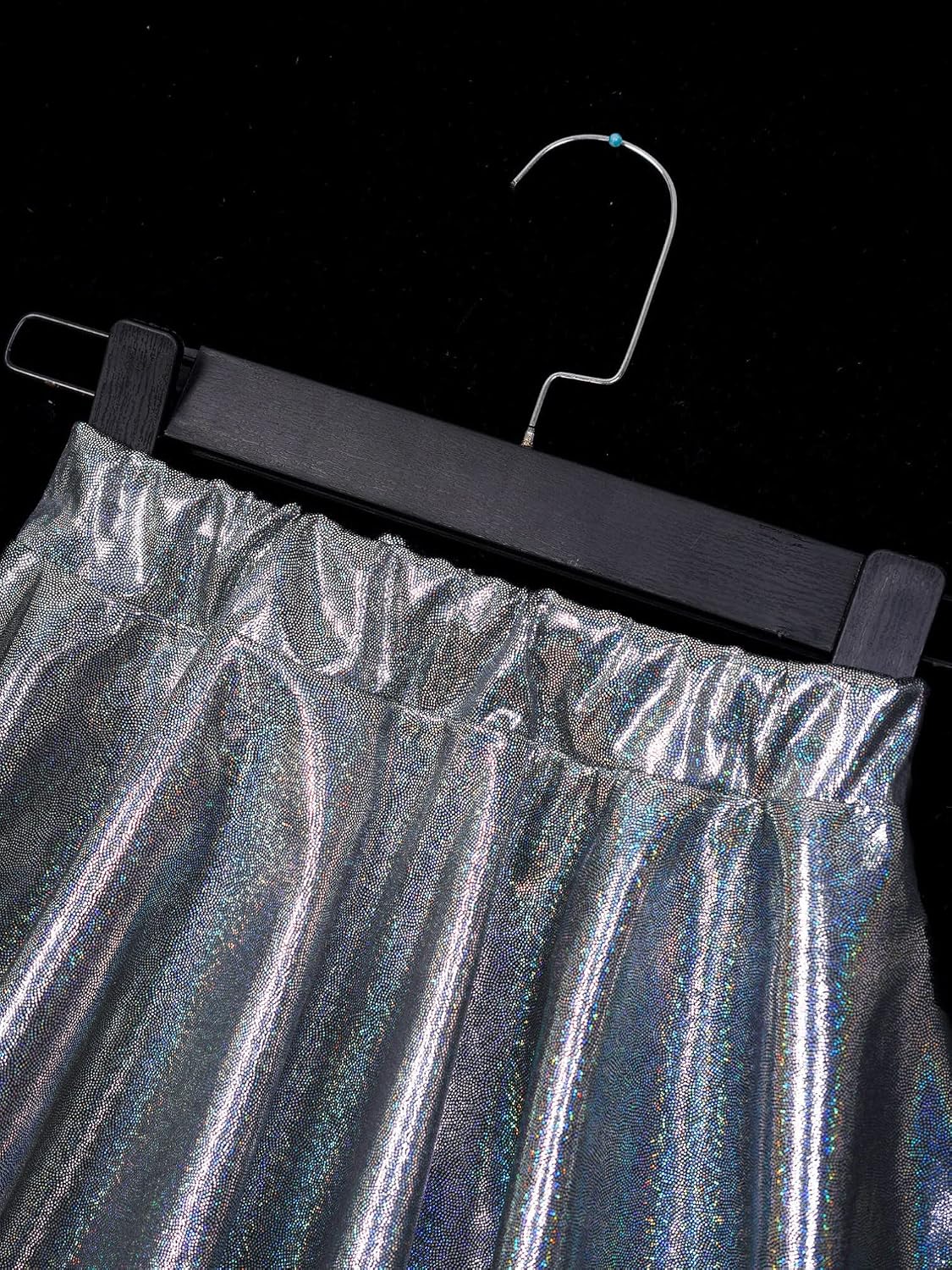 YiZYiF Kids Girls Fancy Dress Up Shiny Metallic Latin Tango Dancewear Cheerleading Dancing Tutu Skirt