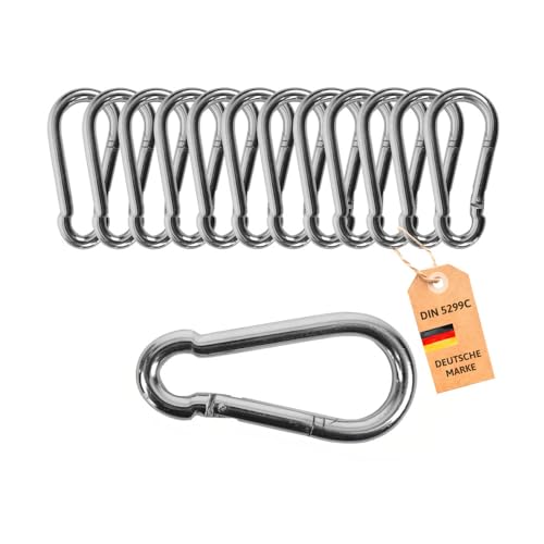 Dönges Feuerwehr-Karabiner 40x4 mm | nach DIN 5299C - Tragkraft 10 kg | verzinkter Stahl, stabil & rostbeständig für Klettern, Hängematte, Schaukel, Schwerlast & Outdoor