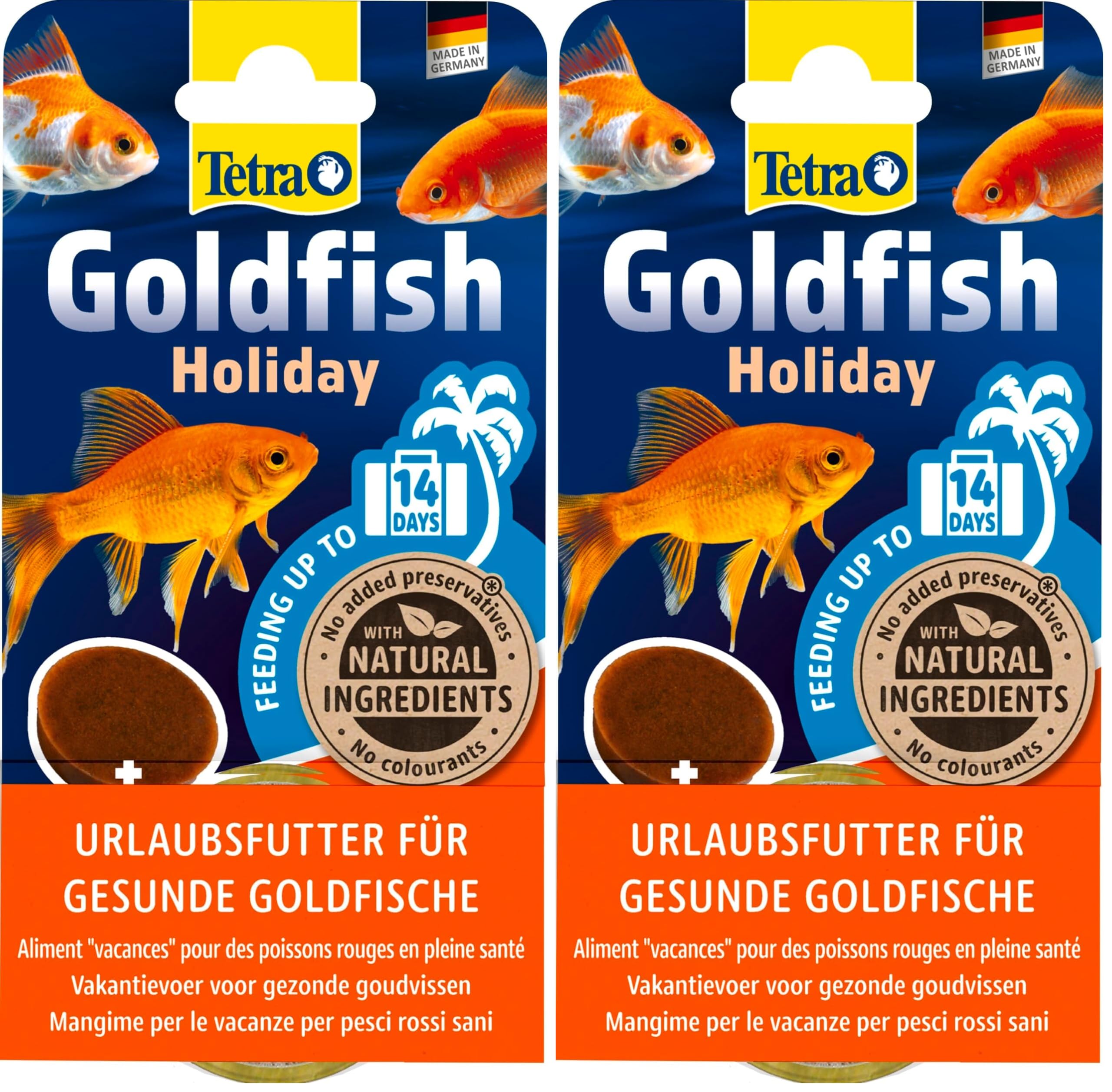 Tetra Goldfish Holiday - Comida de Vacaciones para Todos los carpines Dorados, alimentación Saludable para periodos de hasta 14 días, 2 X 12 g Bloque de Comida (Paquete de 2)
