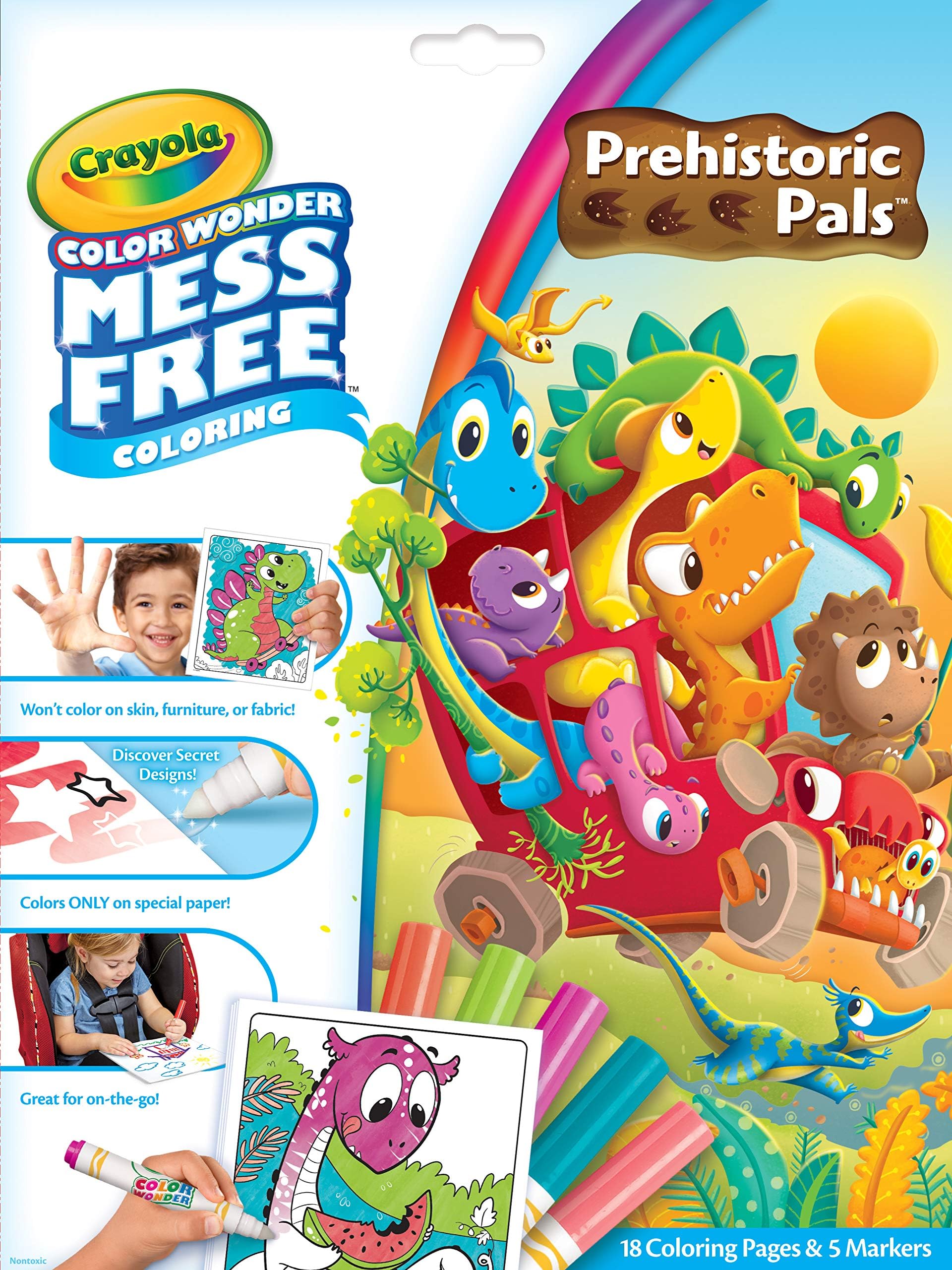 Color Wonder Prehistoric Pals, Dinosaur Coloring Pages, Mess Free Coloring for Toddlers, Dinosaur Toys, Toddler Travel Activity & Gifts