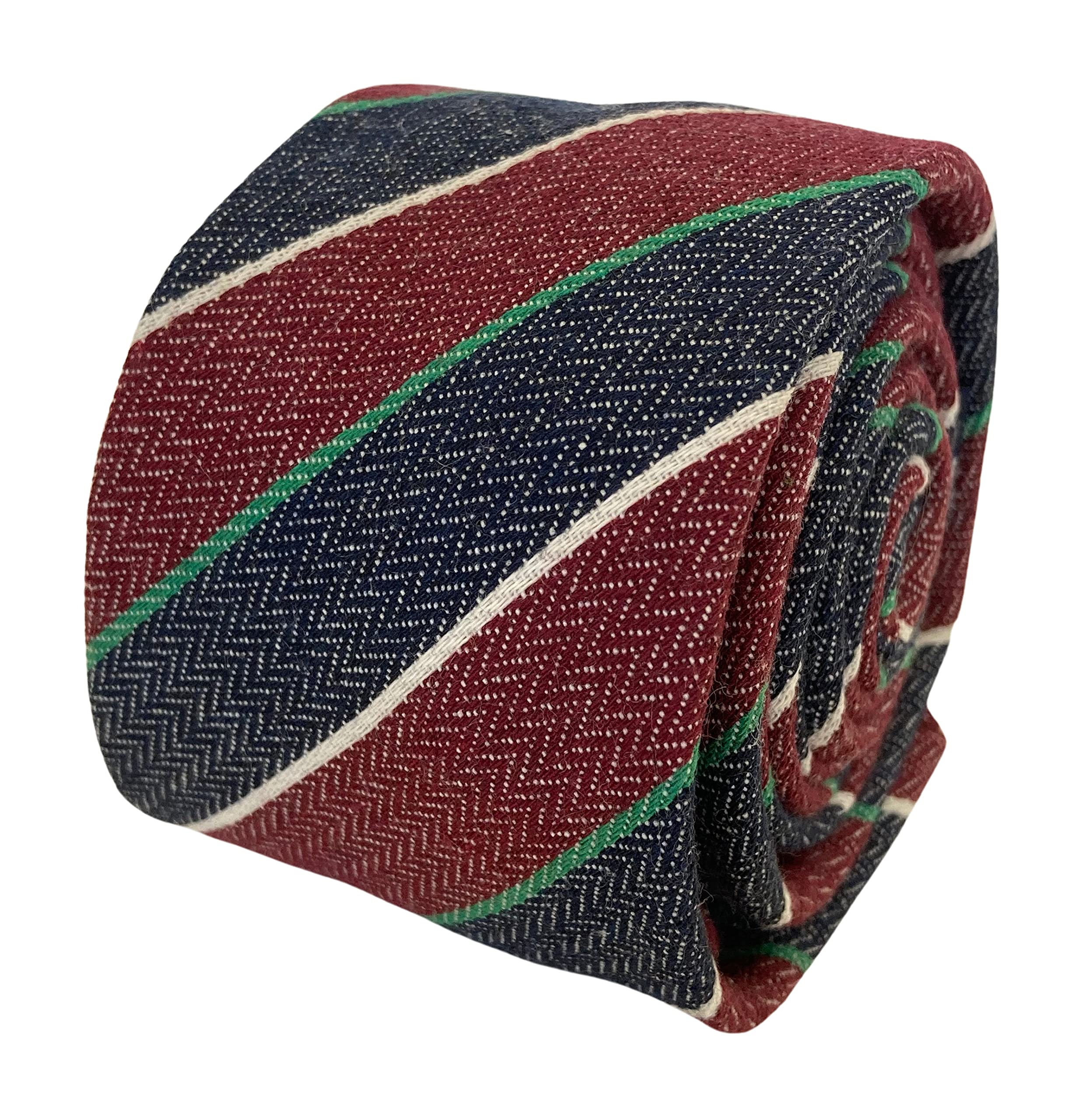 Frederick Thomas Men's Blue ’S Red And Navy Linen Tie With Club Stripe Pattern, Classic 6.5Cm Width 147Cm Length Classic Tailored Necktie Ideal For Office, Weddings, Formal Events Or Dinner Wear