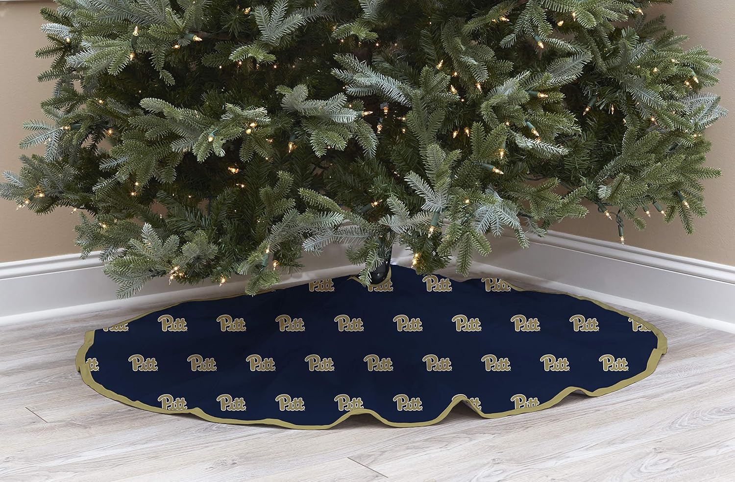 Pegasus Sports NCAA Microplush Logo Christmas Tree Skirt, 52", Pittsburgh Panthers