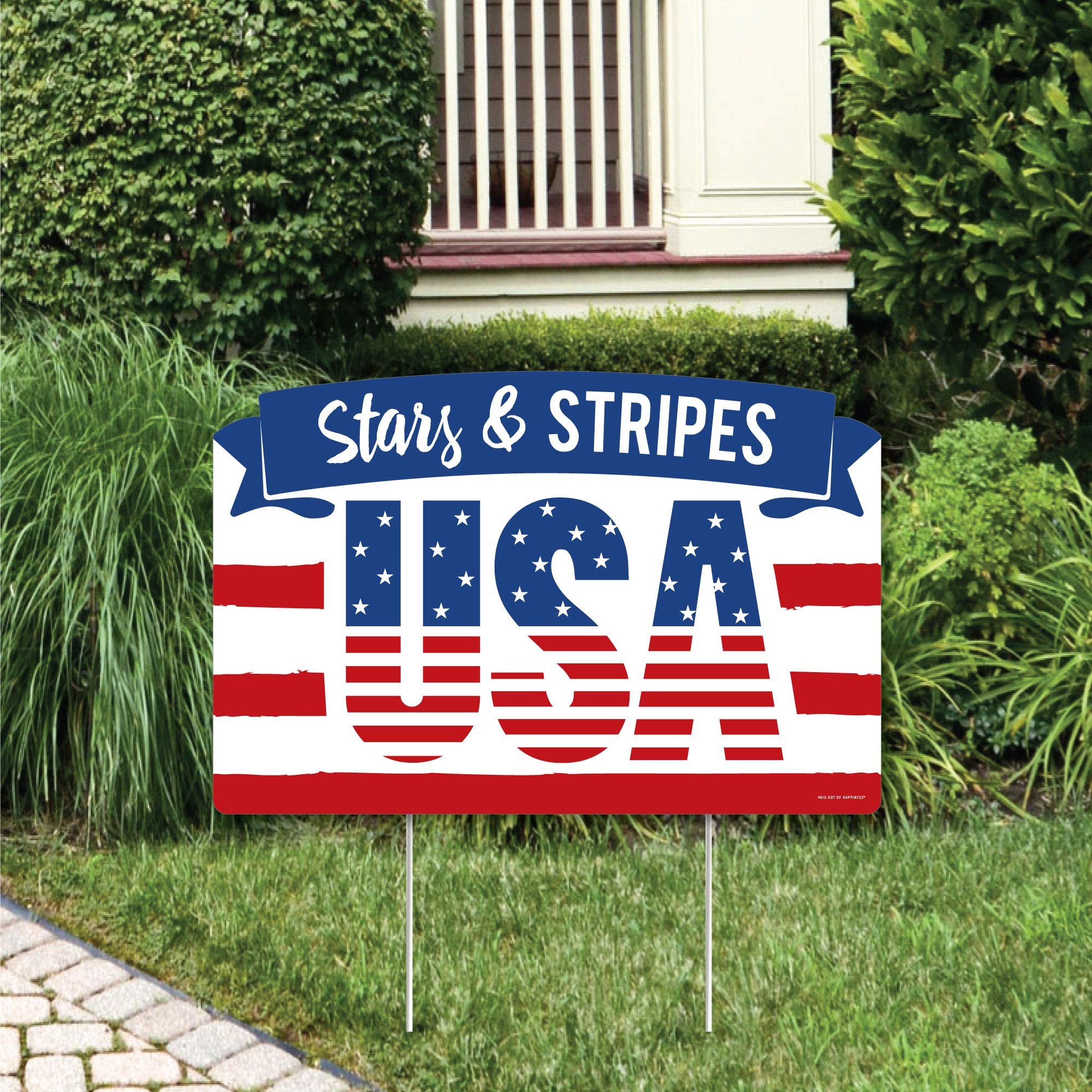 Big Dot of Happiness Stars and Stripes - Patriotic Party Yard Sign Lawn Decorations - Stars and Stripes USA Party Yardy Sign
