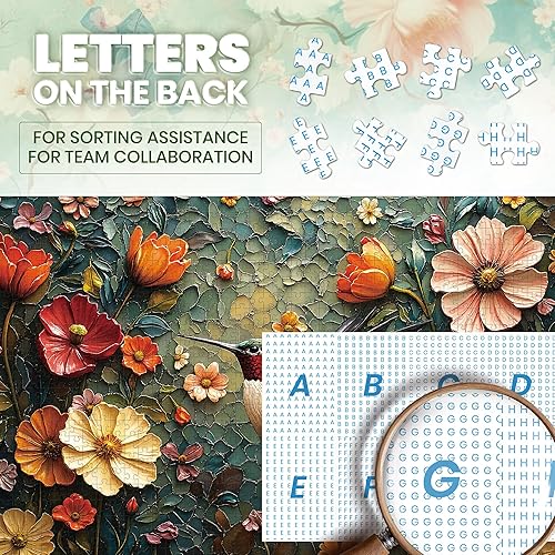 Miniatura 5 de Rompecabezas de 1000 piezas para adultos, rompecabezas de flores vintage, rompecabezas retro de pájaros, juegos creativos y regalos, rompecabezas