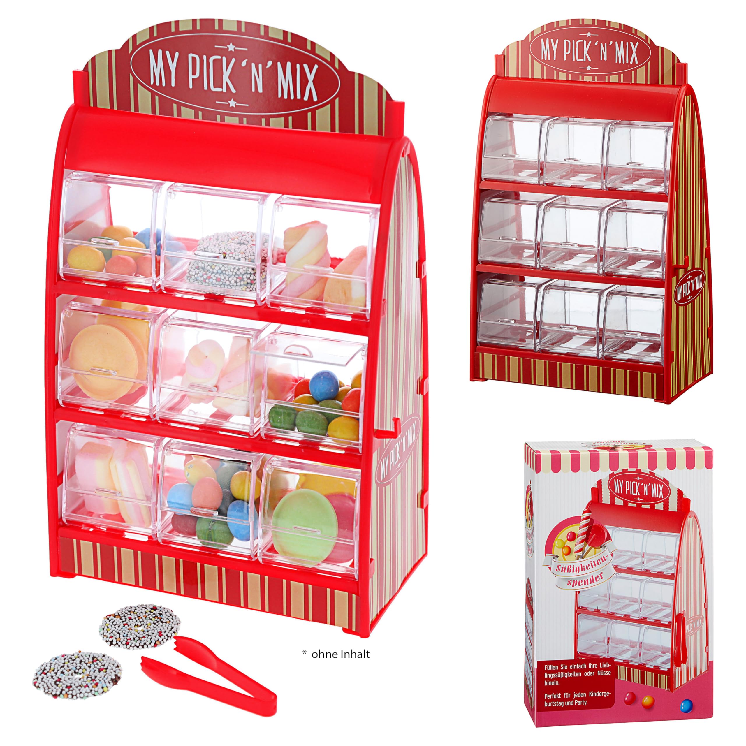 Cepewa Süssigkeitenspender Retro Süßigkeitenautomat mit Zange Weingummi Spender 50er Jahre Fruchtgummi Jellybeans Theke