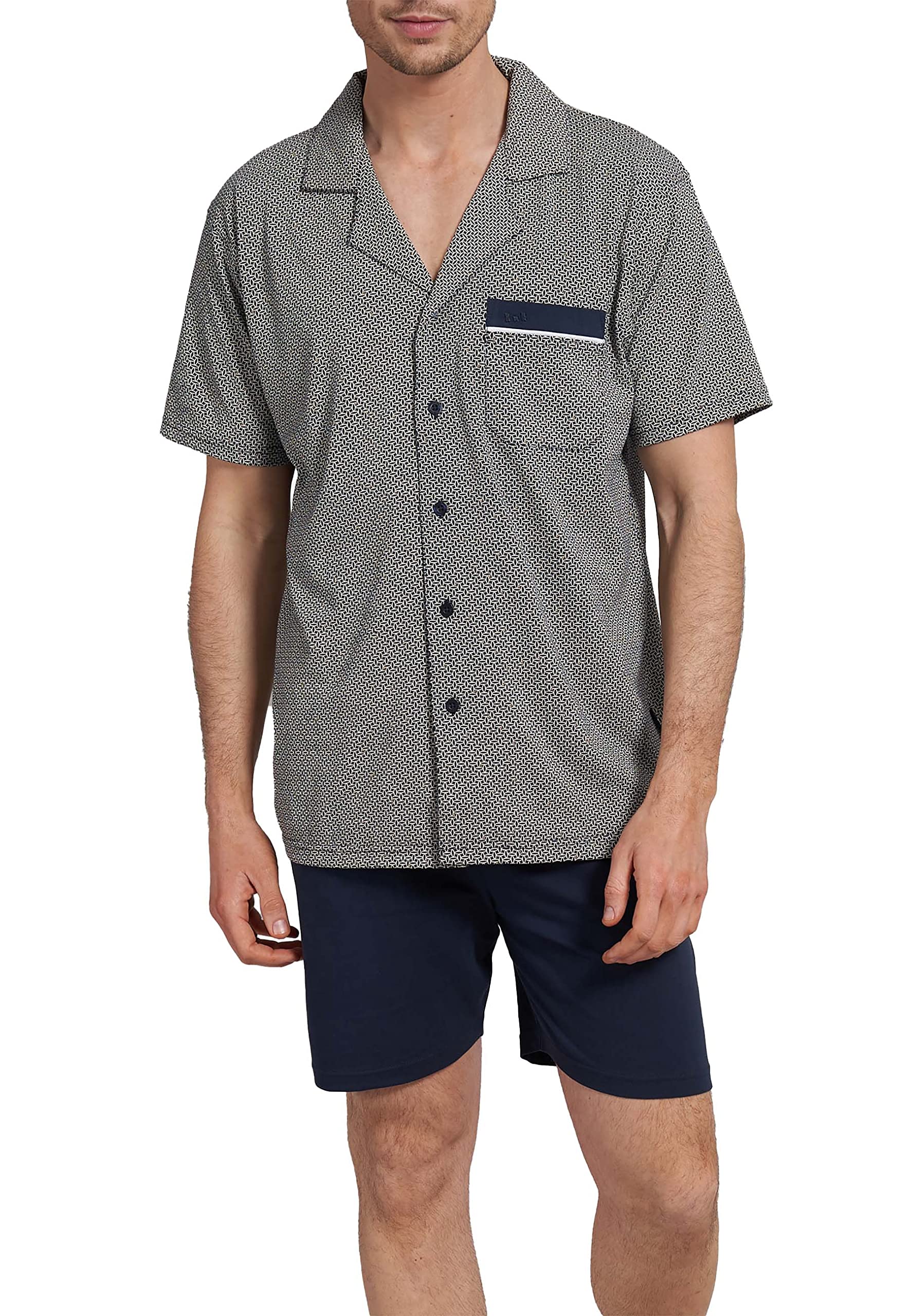 Götzburg Herren Shorty mit Brusttasche kurzer Pyjama Nachtwäsche