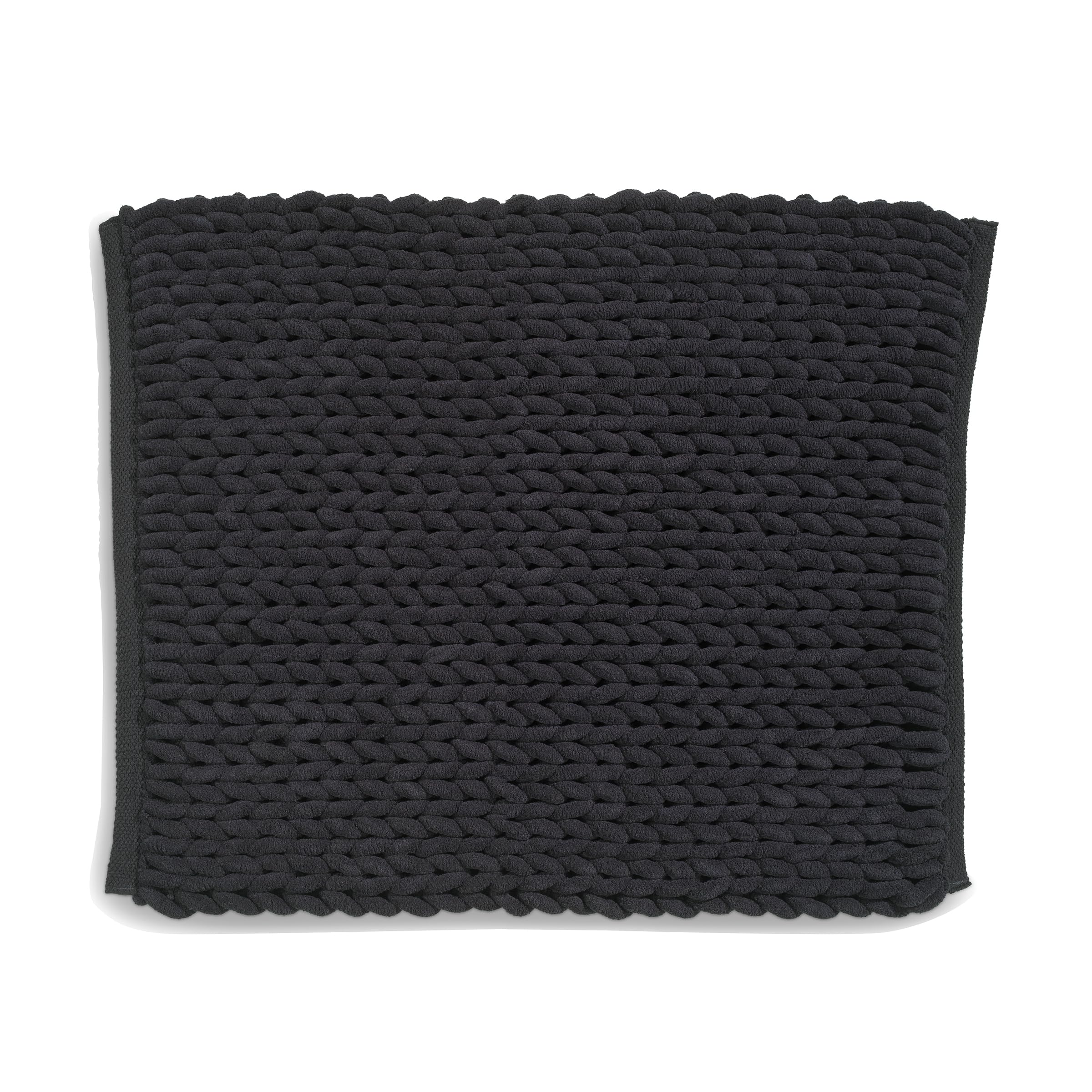 kela Marie Non-Slip Bath Mat 55 x 65 x 2 cm Bathroom Rug Black Washable Recycled Polyester & Cotton Bath Mat in Knitted Structure