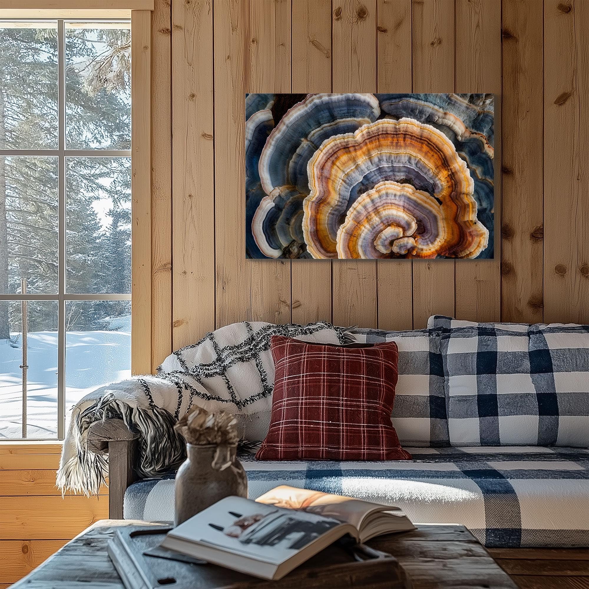 lianyibo Leinwandbild „Pilzringe“, Naturpilze aus dem Wald, Dekoration für Sammler und Mykologen (70 x 110 cm/Innenrahmen)