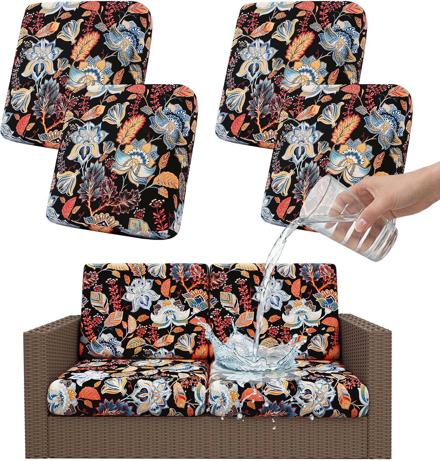 Smiry Waterproof Patio Cushion Covers, Stretch Outdoor Furniture Covers