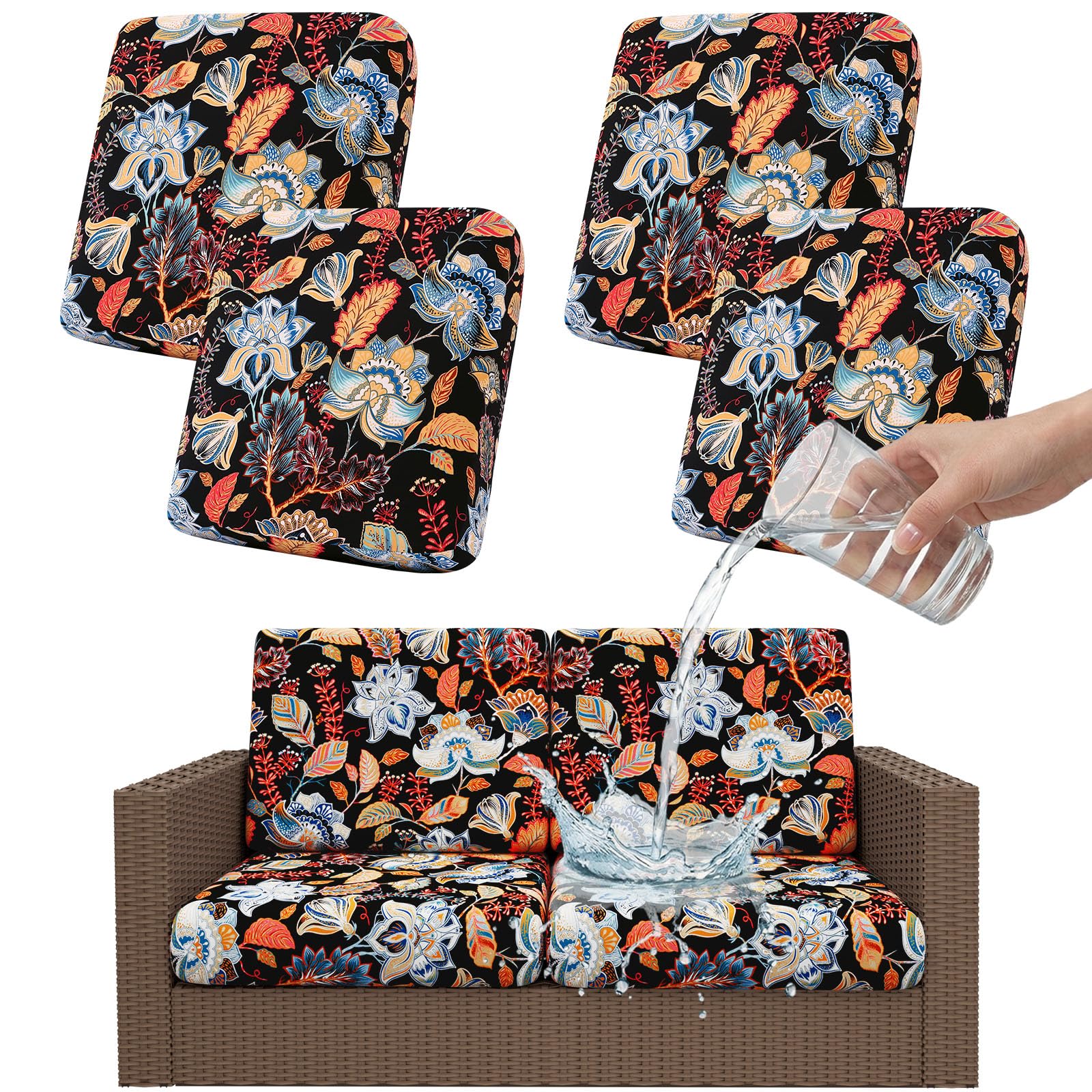 Smiry Waterproof Patio Cushion Covers, Stretch Outdoor Furniture Covers