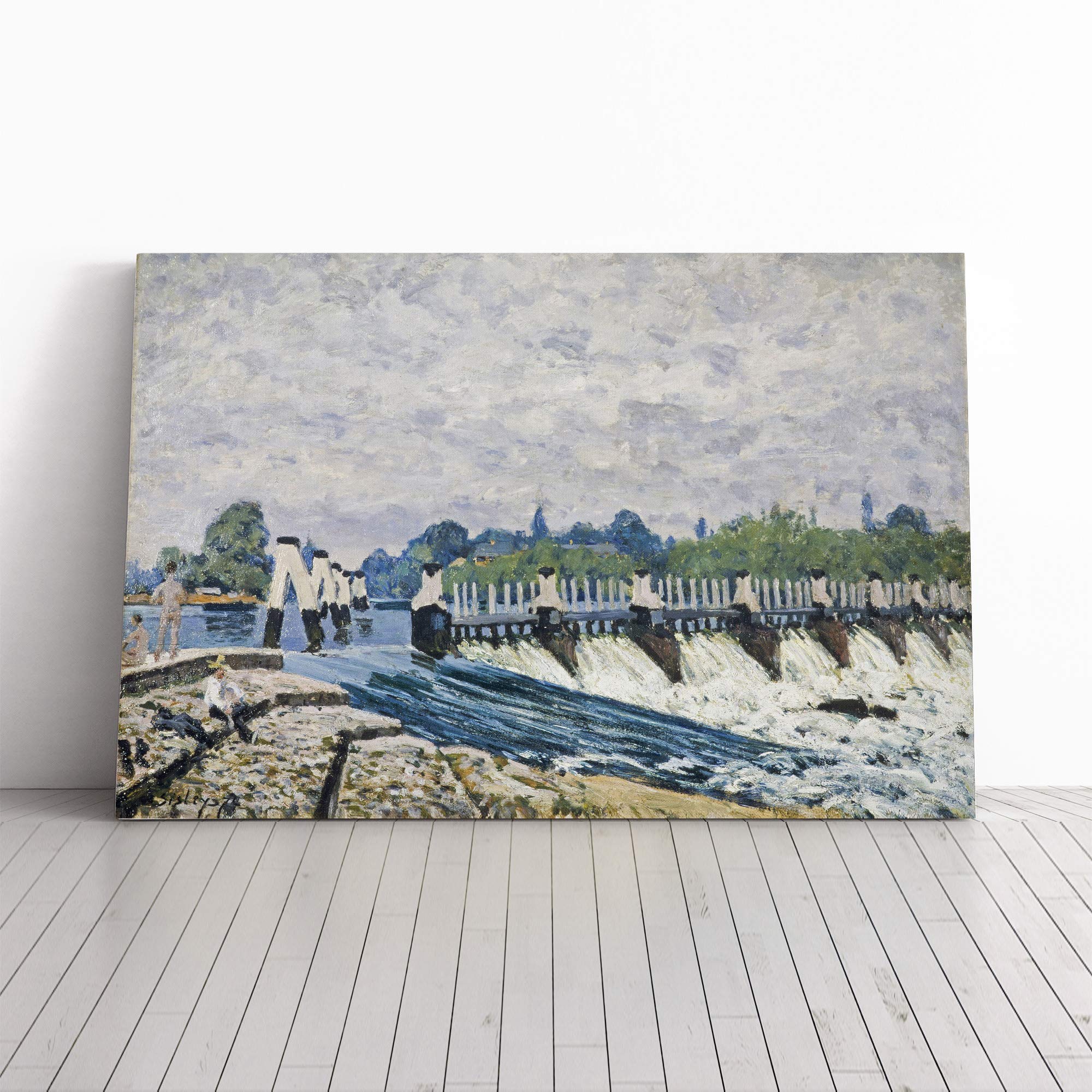Alfred Sisley Hampton Court Canvas Print | Gallery Wrapped 30mm Frame Wall Art | 30x20 inches | Ready to Hang | Modern Picture | Living Room Bedroom Lounge Office