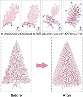 Vista 164 de Yaheetech Árbol de Navidad artificial preiluminado de 4.5 pies con luces blancas cálidas incandescentes, árbol de Navidad preiluminado completo