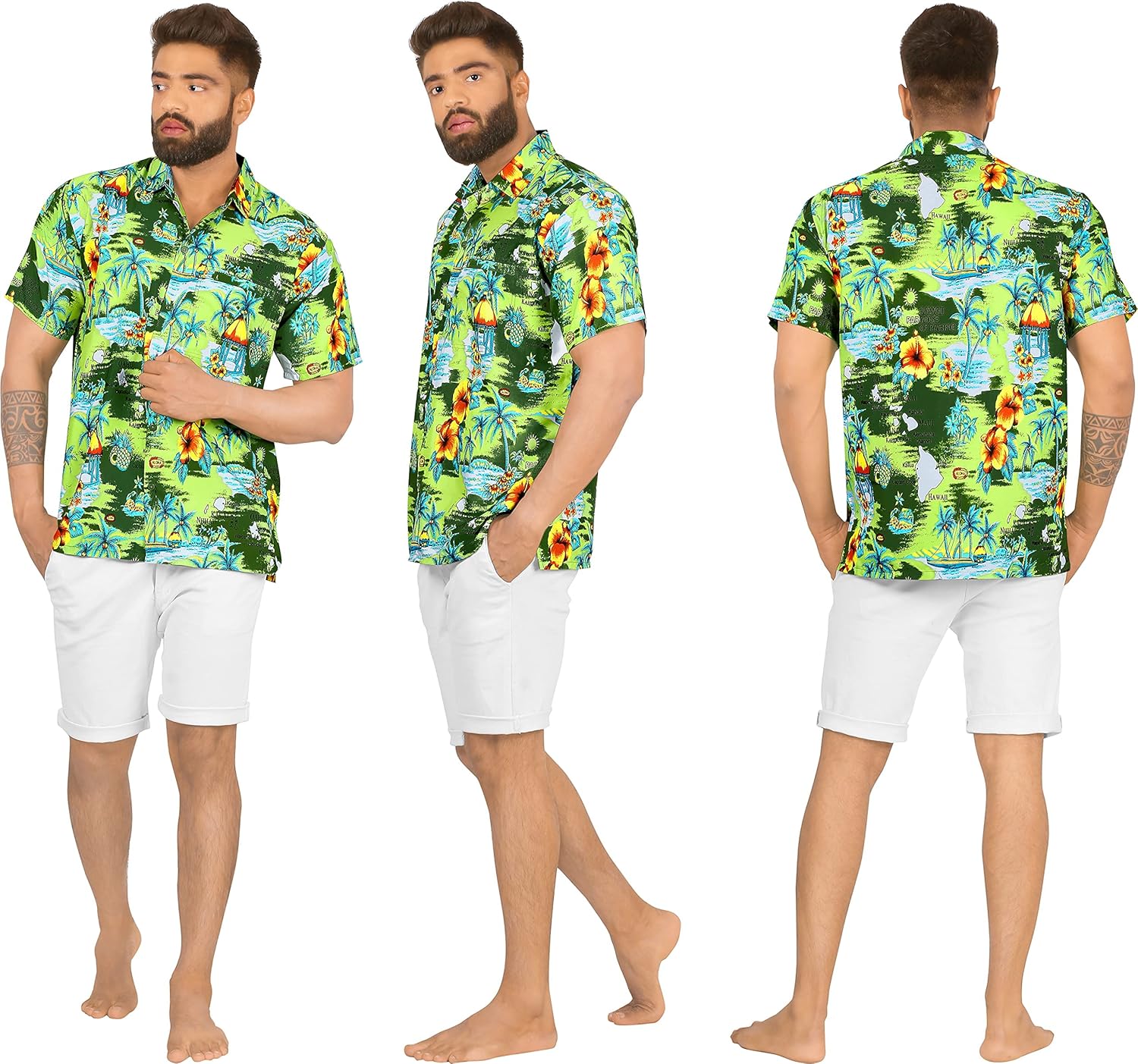 LA LEELA Men's Hawaiian Shirt Pocket Camp - Image 3