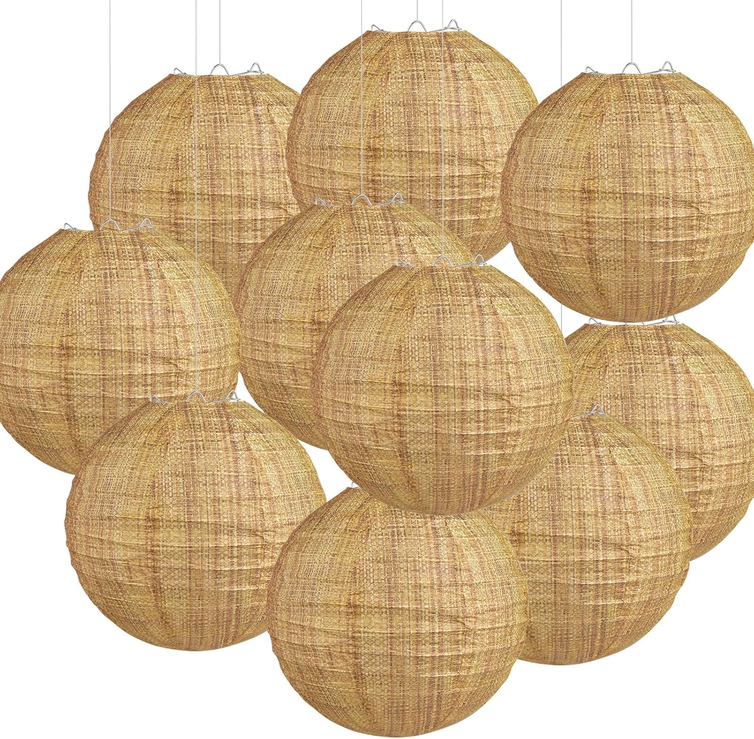 10 Pieces Burlap Paper Lanterns 8 Inch Chinese Round Paper Lanterns