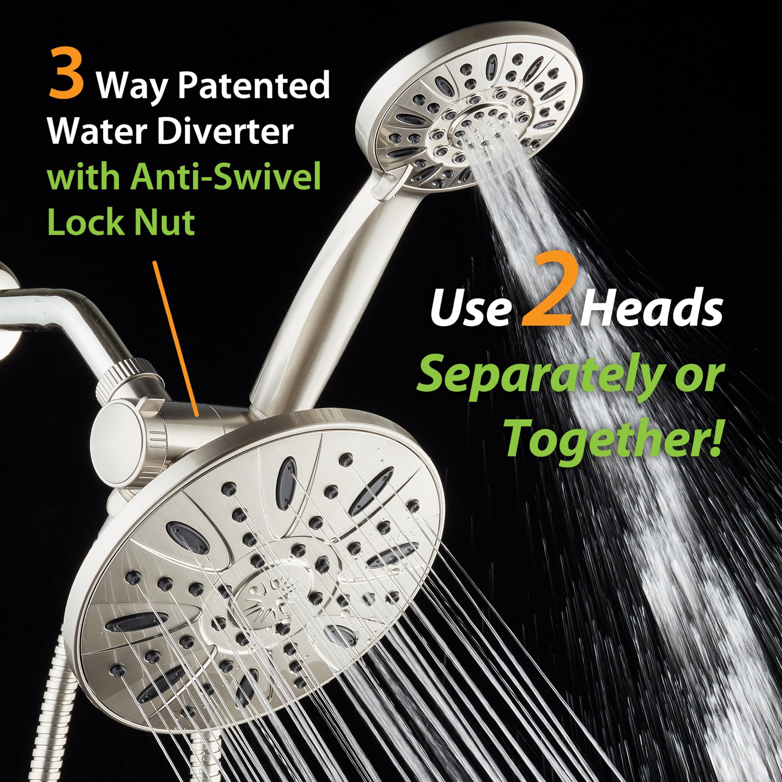 Snapklik.com : AquaDance 7" Premium High Pressure 3-Way Rainfall Combo ...