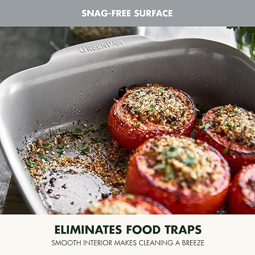 Miniatura 5 de GreenPan Premiere Ovenware - Molde de cerámica antiadherente para hornear pasteles de 8 pulgadas, cuadrado de aluminio fundido, sin deformación,