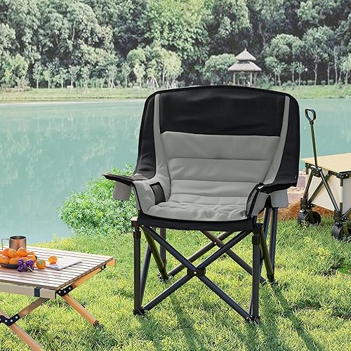 Miniatura 7 de Outsunny Double Camping Chair for Adults, Padded Folding Camp Chair for 2 Person with Armrest, Wine Glass Holder, Cup Holder, Carry Bag for Outdoor