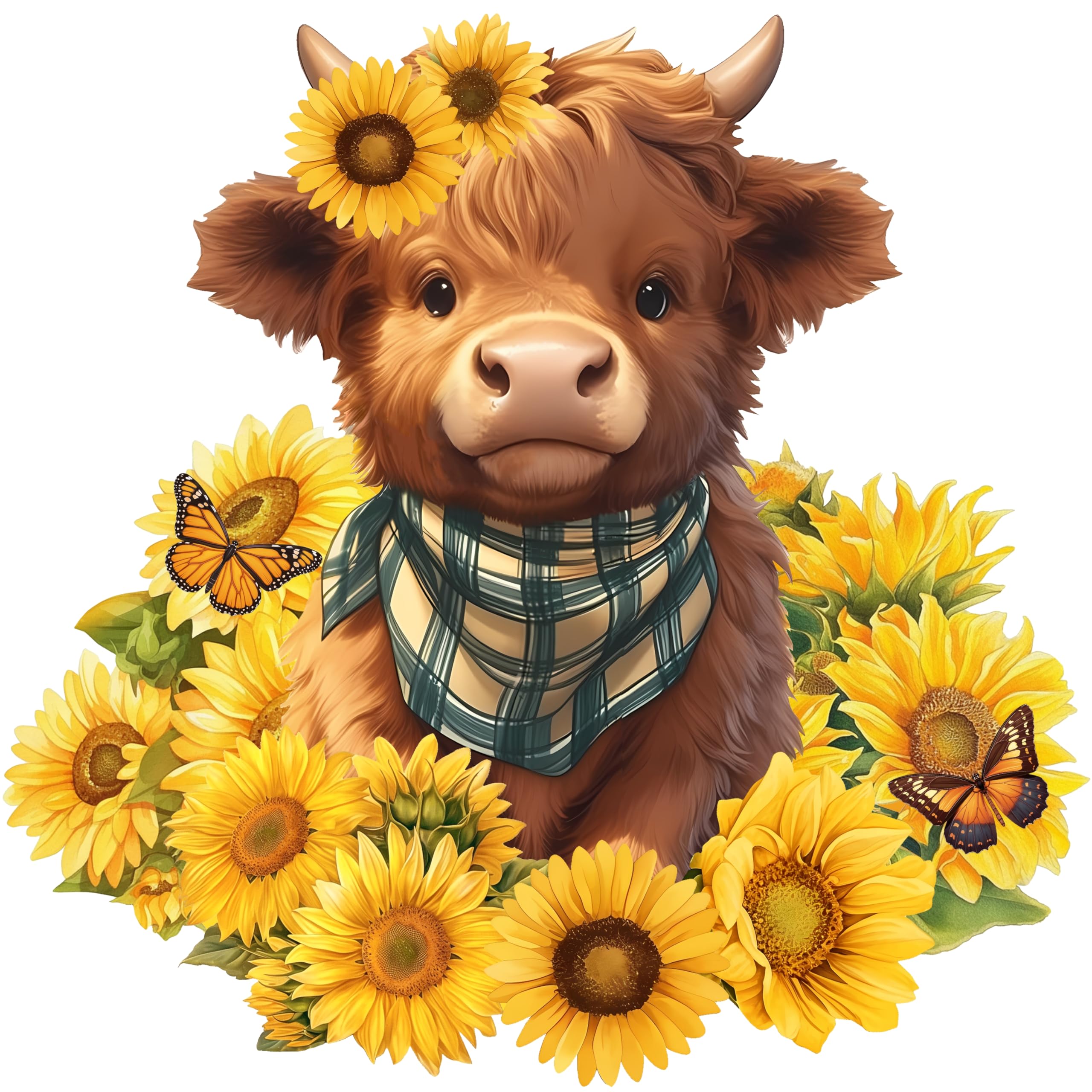 Highland Cow Sunflower Wooden Puzzles 200 Pieces for Adult, Animal Unique Shape Puzzle with Wooden Box, Nature Animal Flower Painting, Cute Art Scenic Puzzle Gifts for Friends, Kids