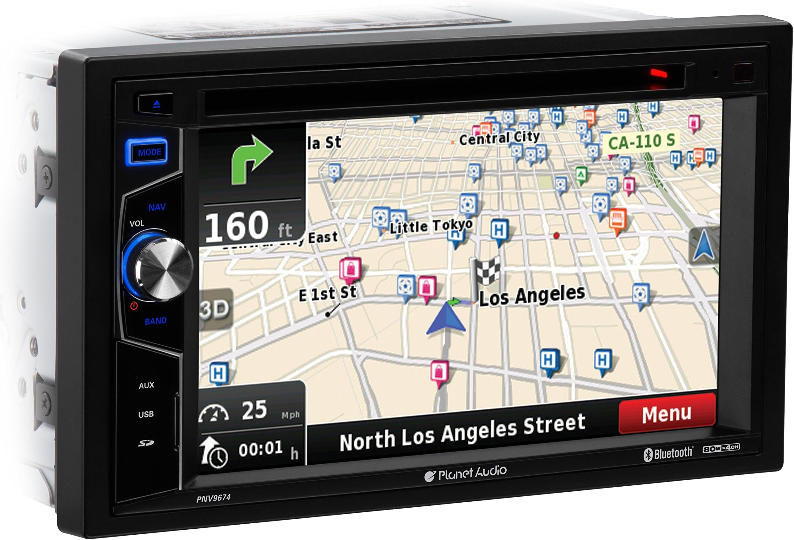 Planet Audio PNV9674 Car Stereo – Built-in GPS Navigation, Double Din, 6.2 Inch Touchscreen, Bluetooth, CD DVD Player, Radio Receiver, USB, SD