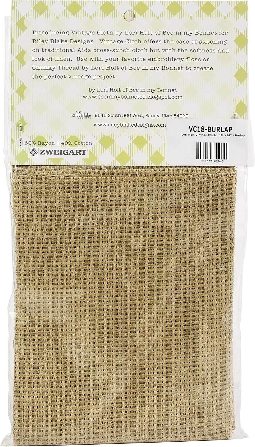 "Riley Blake Designs Vintage Cloth 10CT, 18""X18"" Burlap" (VC18-BURLAP)