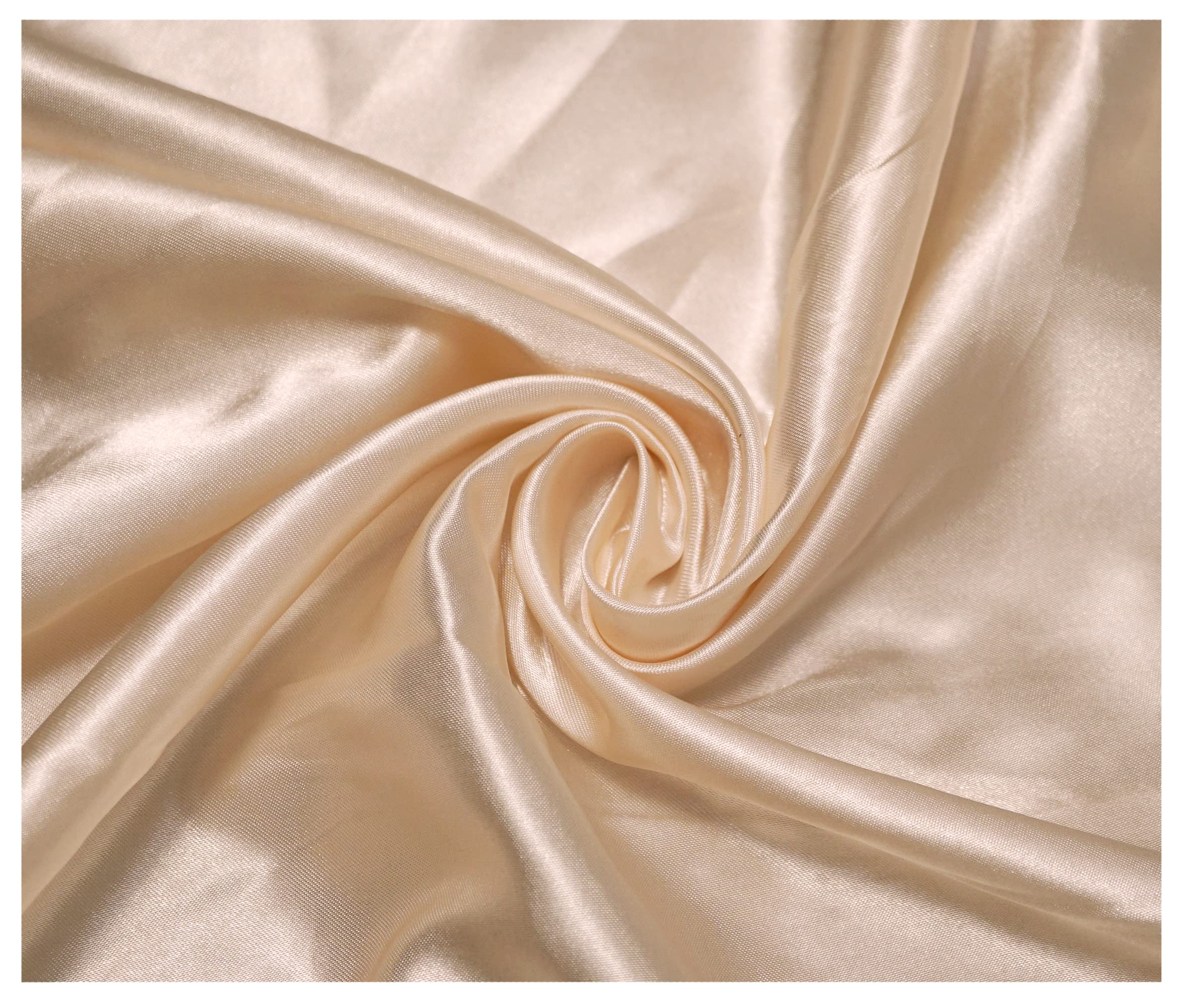 Silky Satin Polyester Fabric for Dressmaking Wedding Crafts Quilting Sewing 150cm Wide (2500 x 150cm / 984" x 60", Champagne)