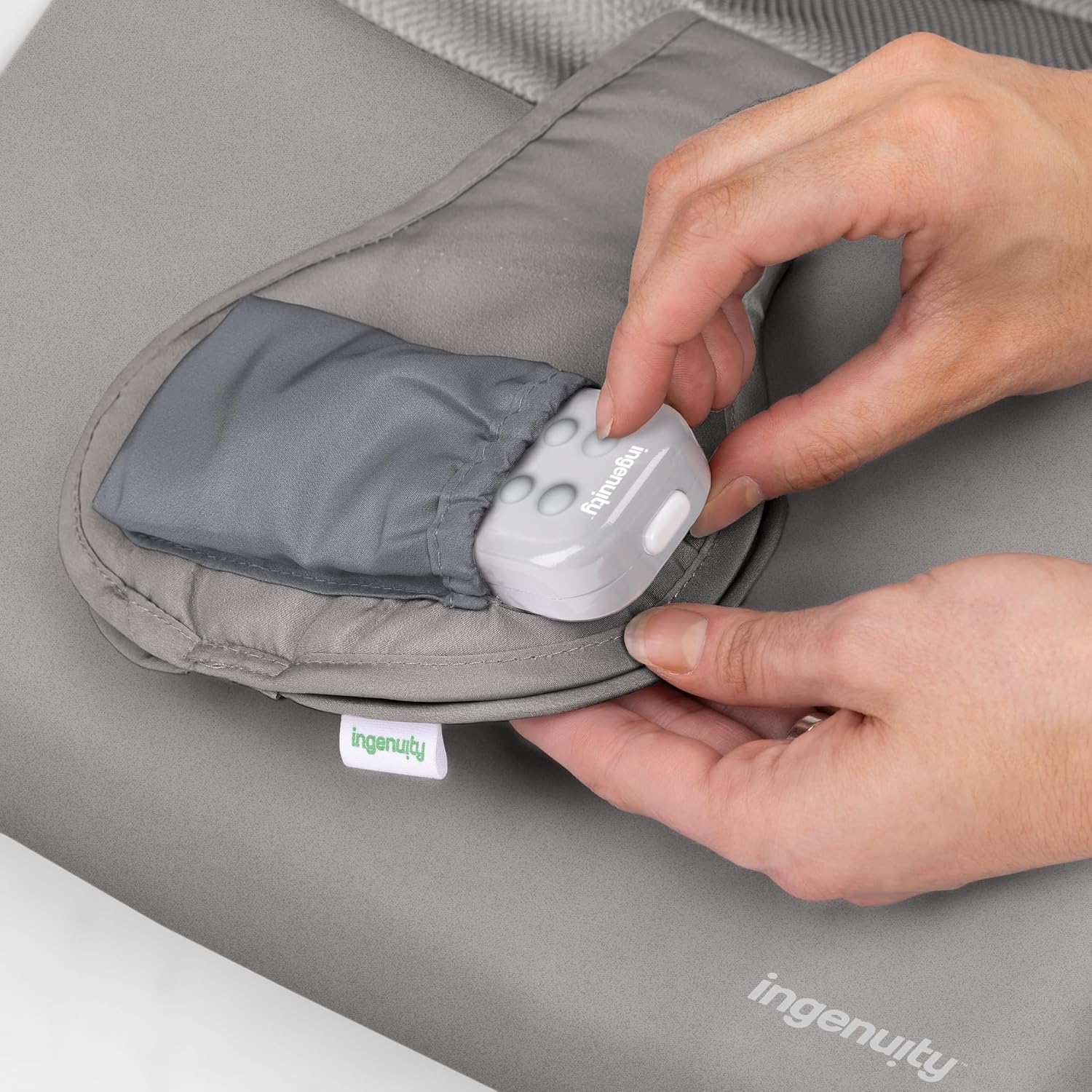 Ingenuity Nestle Vibrating Rocker, Lightweight Foldable Infant Seat with Breathable Fabric, 2-Position Recline, Mini Vibration Unit, 5-Point Harness, Travel Bag image 3