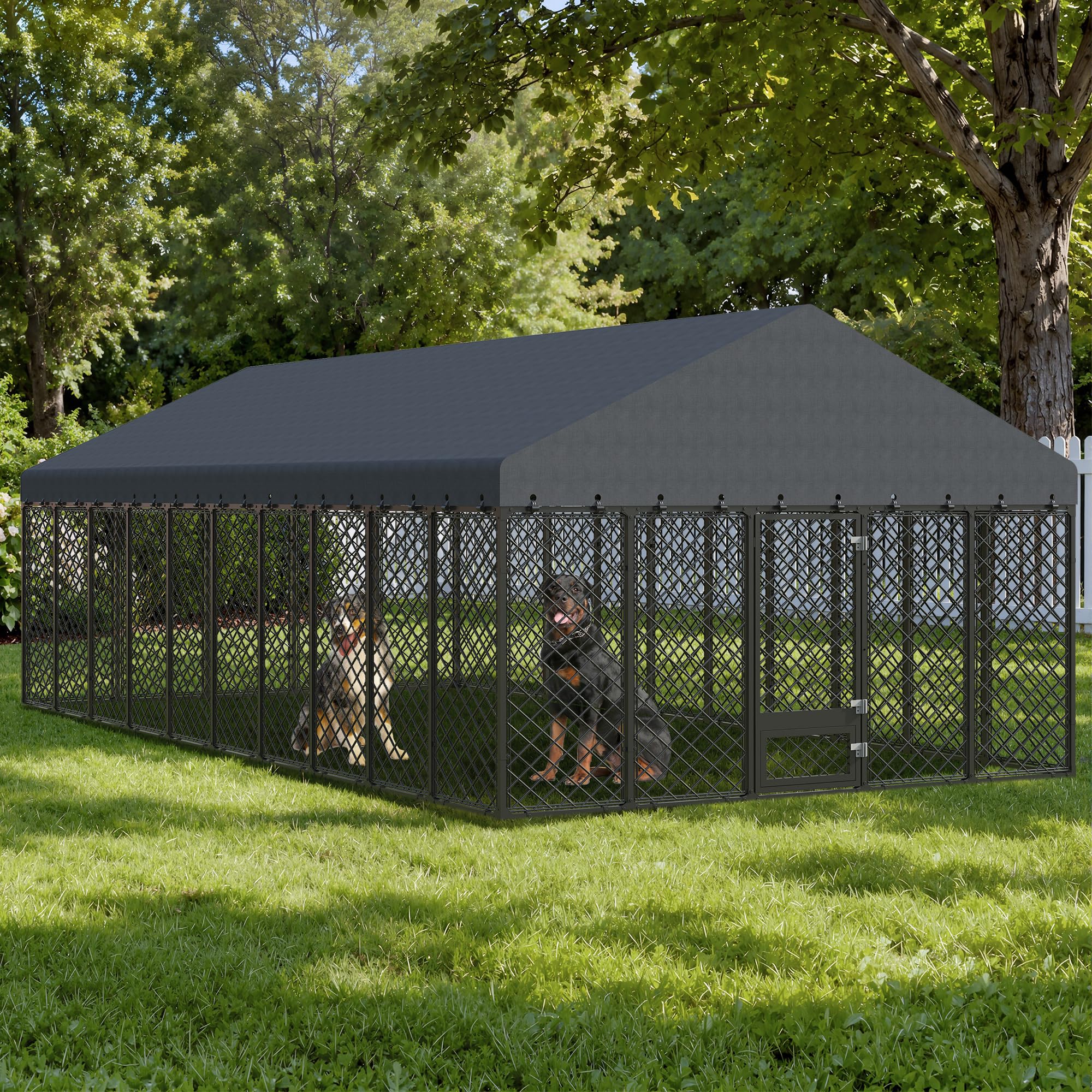 10x20×6.4 FT Heavy Duty Dog Kennel Outdoor with Secure Double Locks