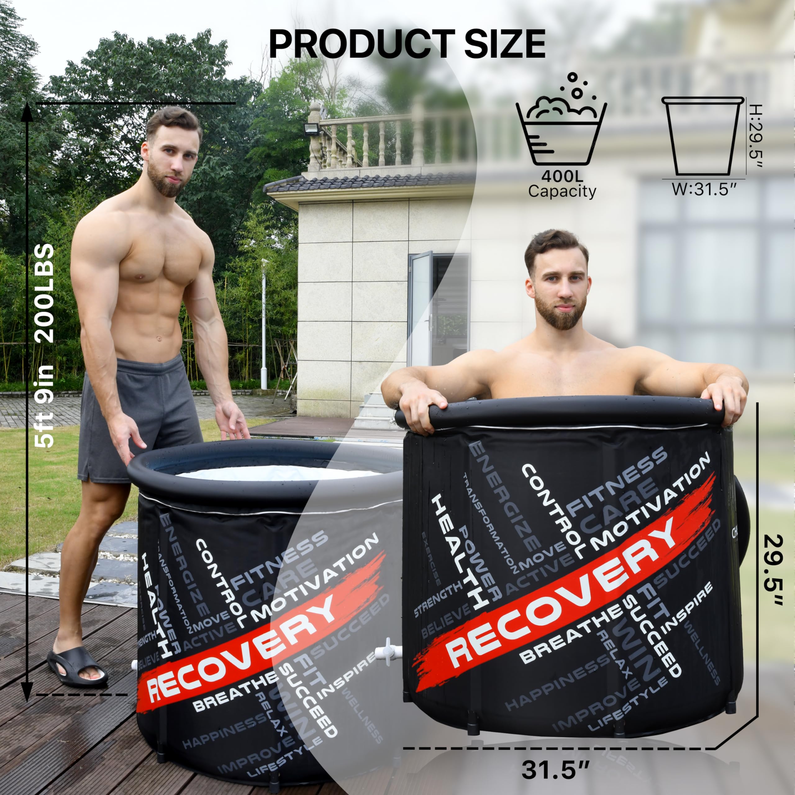 Wanna z lodem do rekonwalescencji, terapia zimną wodą, przenośna wanna lodowa dla dorosłych, przenośna wanna zanurzeniowa dla sportowców, wolnostojąca wanna do spa