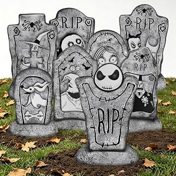 8 Pack Nightmare Tombstones Yard Sign 17 Inch Halloween Decorations Outdoor