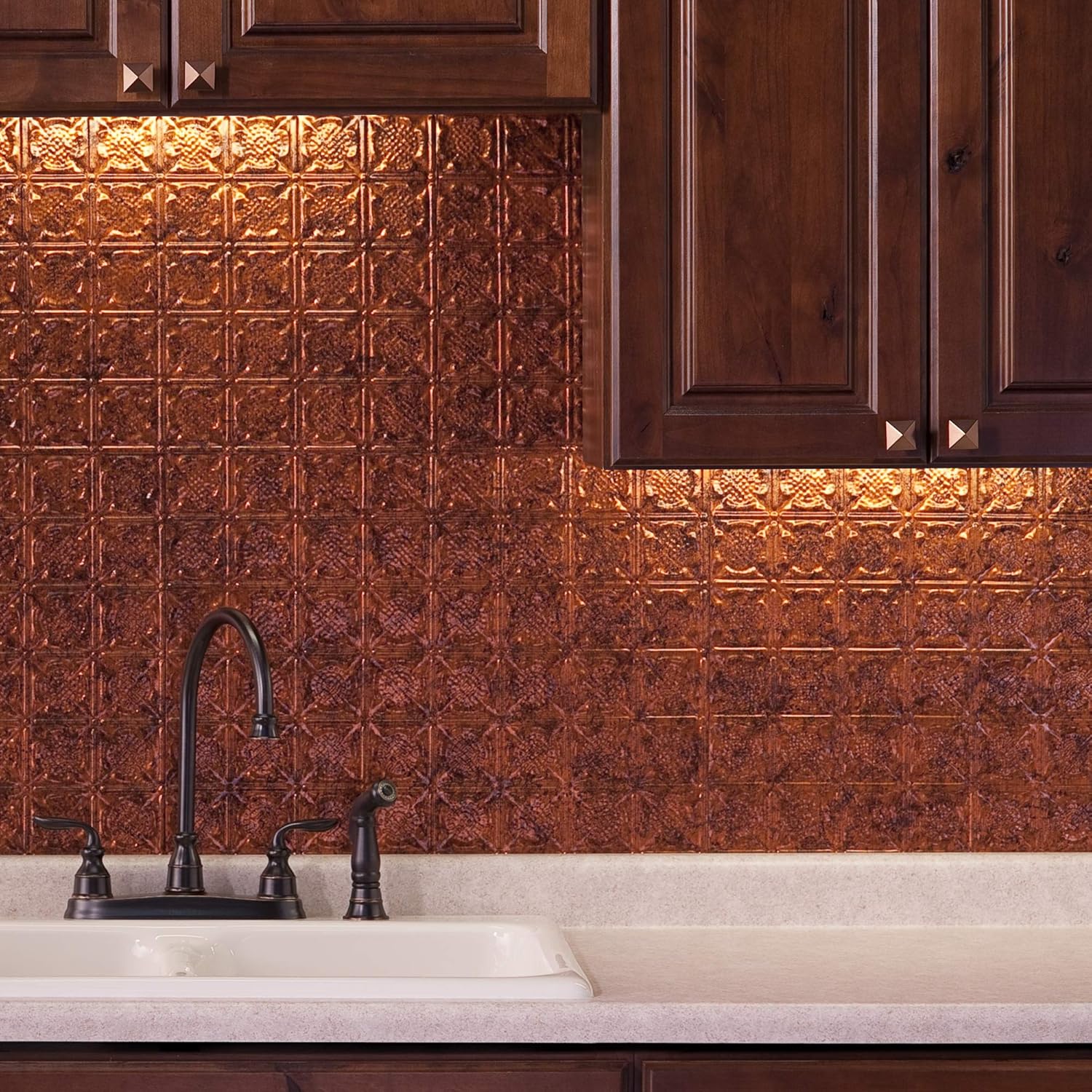 FASÄDE Traditional Style/Pattern 6 Decorative Vinyl Backsplash 15 sq ft Kit in Moonstone Copper