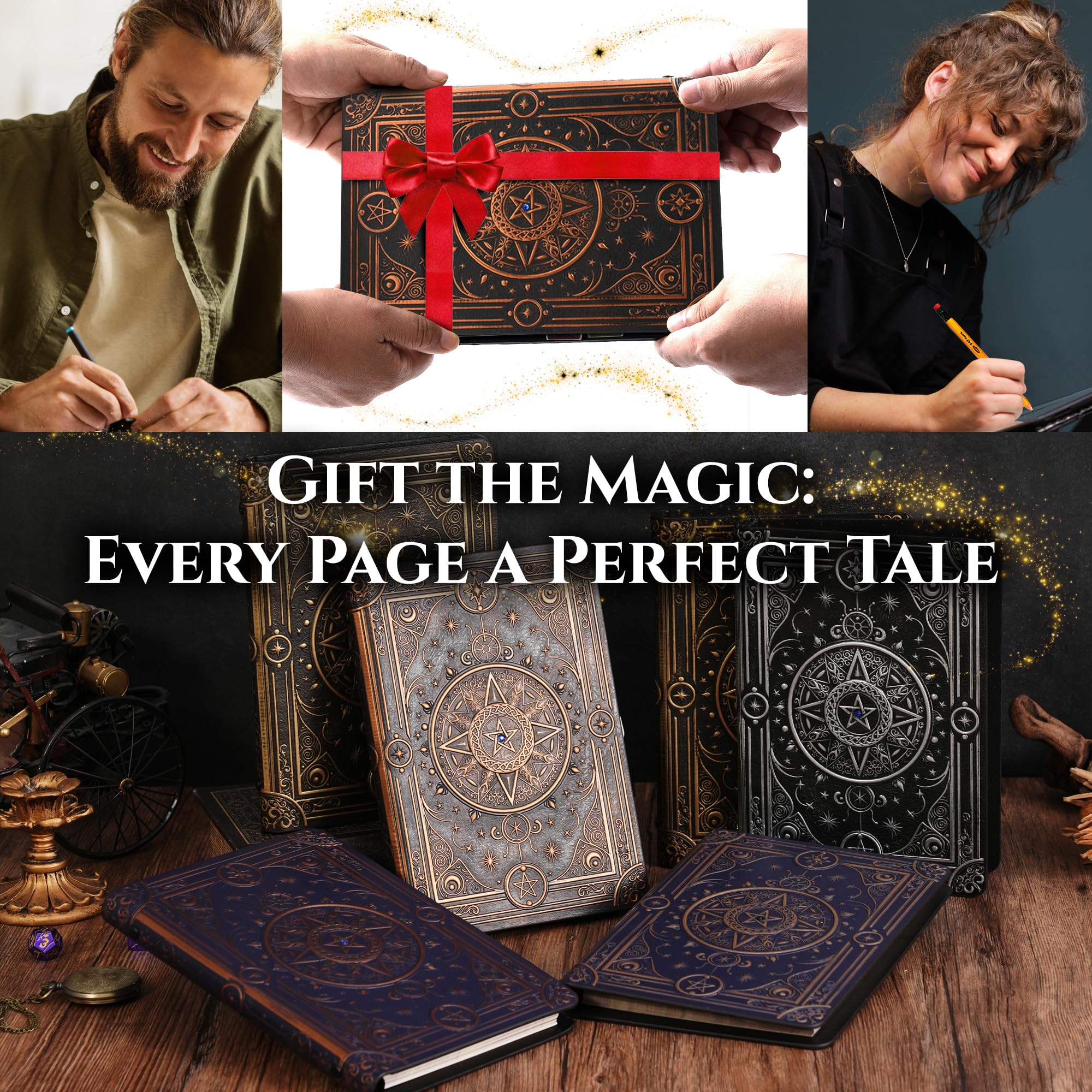 Magic Nachfüllbares Notizbuch Journal Binder für DND - A5 Story Forge 400 Seiten (200 Blatt) mit abgenutztem Ancient Magic Design für DND- oder Fantasy-Enthusiasten - Perfekt für Dungeons and Dragons