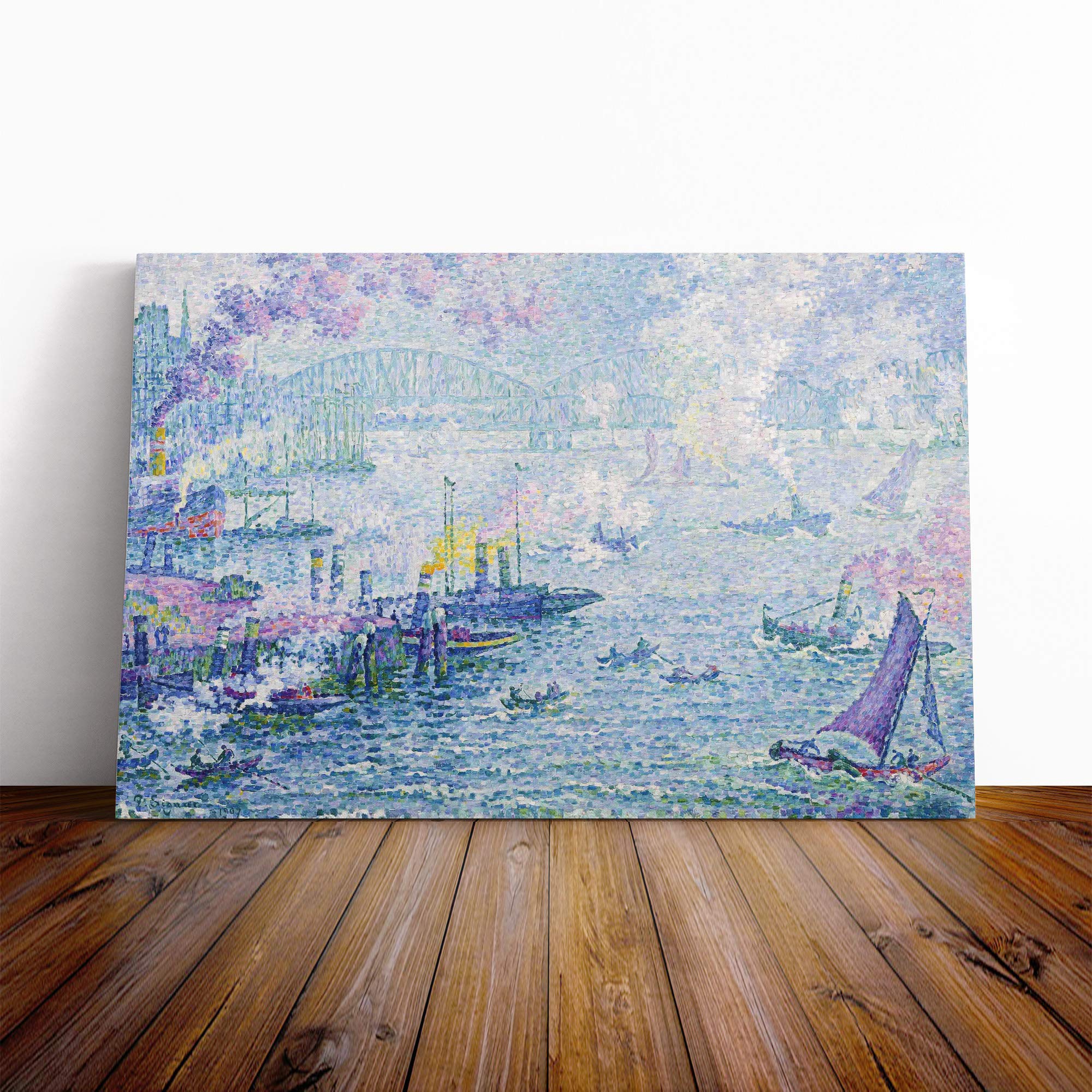 Paul Signac The Port of Rotterdam Canvas Print | Gallery Wrapped 30mm Frame Wall Art | 24x16 inches | Ready to Hang | Modern Picture | Living Room Bedroom Lounge Office