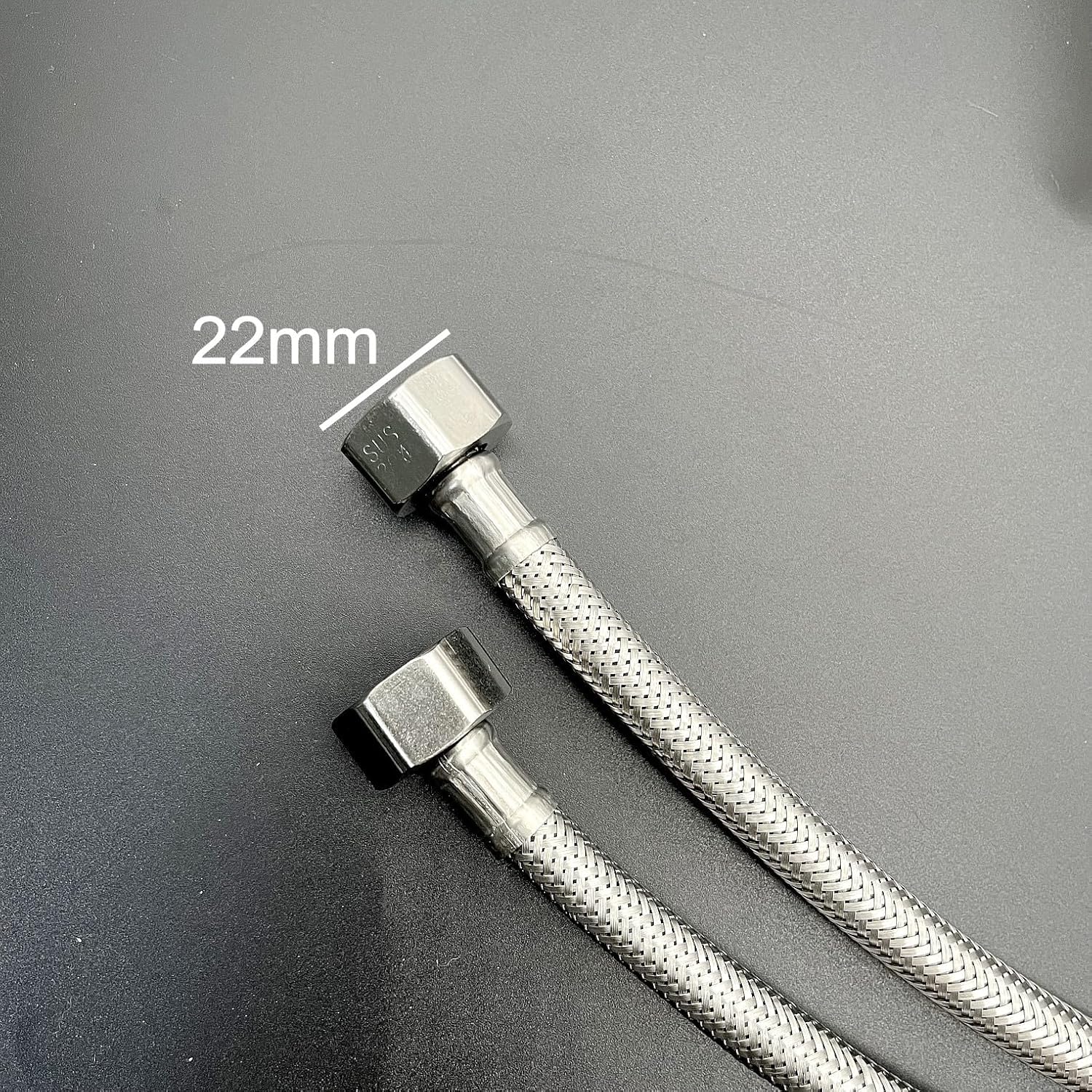 JZK 2X Stainless Steel & Rubber Braided Flexible Hose Pipe for Hot & Cold Water Tap, 60cm, M10 x 1/2