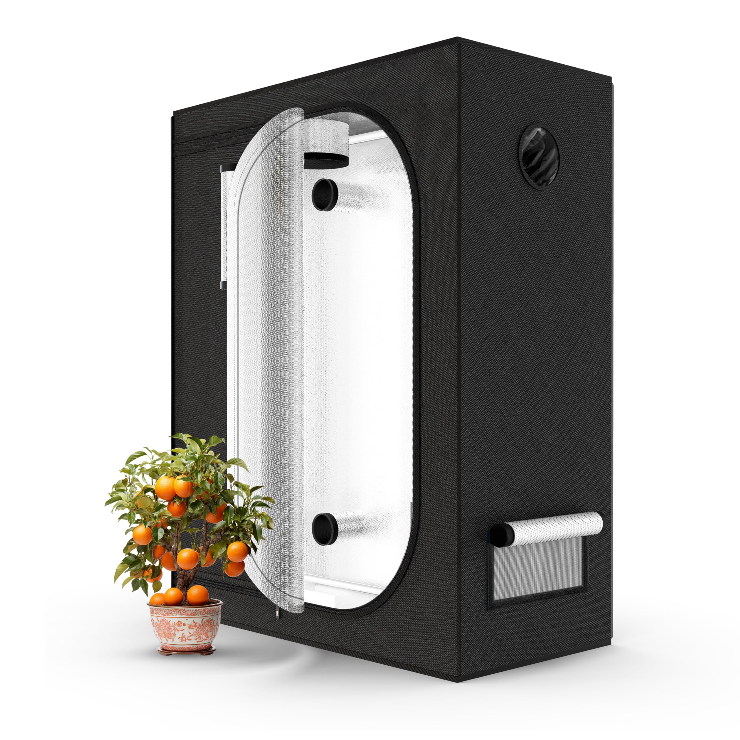 iPower Grow Tent, Water-Resistant Mylar, with Removable Floor Tray, Observation Window and Tool Bag, 36" x 36" x 72", for Indoor Hydroponic Seedling, Propagation, Blossom, Black